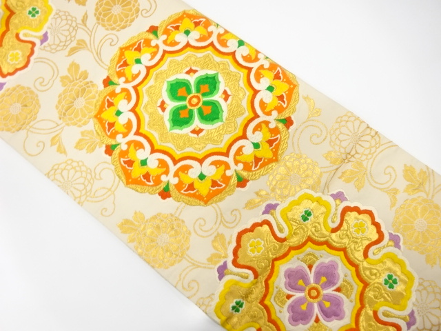 アンティーク　華紋に菊唐草模様織り出し袋帯（材料）